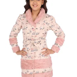 Cutecumber Kids Light Pink Floral Print Full Sleeves Dress image 1