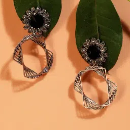 Sohi Twisted Circular Daisy Golden Drop Earrings for Women & Girls-image-4