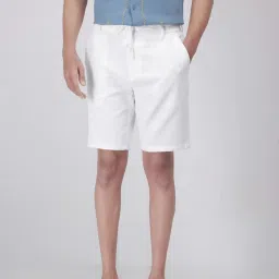 Rare Rabbit White Relaxed Fit Solid Shorts image 1