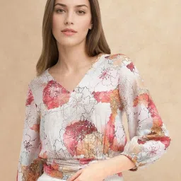 RAREISM Multi Cotton Blend Printed Three-Quarter Sleeves Top image 1