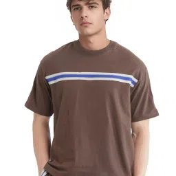 Rare Rabbit Brown Boxy Fit Solid T-Shirt image 1