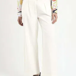 Madame White Regular Fit Trousers image 1