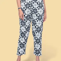Kryptic Grey & Black Cotton Regular Fit Printed Lounge Pants image 1