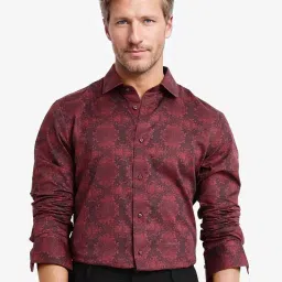 Rare Rabbit Maroon Regular Fit Printed Shirt image 1