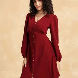 KAZO Maroon Casual Dress image 1