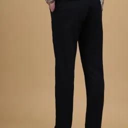 JB Studio Black Cotton Slim Fit Solid Trouser image 3