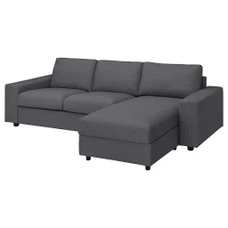 ikea vimle 3-seat sofa with chaise longue, with wide armrests Gunnared/medium grey-picture-15