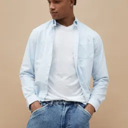 Fame Forever By Lifestyle Blue Regular Fit Striped Shirt-picture-15