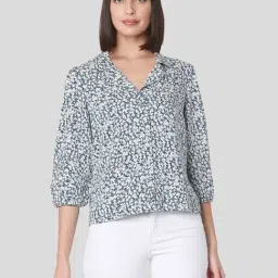 Vero Moda Blue & White Printed Shirt-image-78