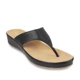 Metro Women's Black Thong Wedges-image-15
