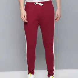 Dillinger Maroon Cotton Regular Fit Colour Block Trackpants-picture-21