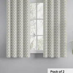 Haus & Kinder Grey Polyester Floral Silverleaf Harmony Eyelets 5 ft Window Curtain Set of 2 image 3