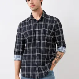 Spykar Men Black Slim Fit Checkered Full Sleeve Casual Shirt-picture-39