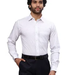 Raymond White Cotton Slim Fit Printed Shirt image 1