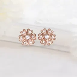 Zavya Rose Gold Blossom Cubic Zirconia 925 Sterling Silver Floral Earrings image 1