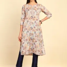 Soch Womens Multicolor Floral Printed Cotton Blend Kurta With Beads image 1