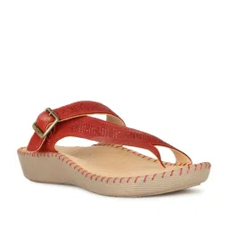 Scholl by Bata Women's LILY TR Red Toe Ring Wedges image 1