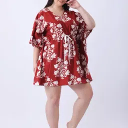 Qurvii Rust Floral Regular Fit Kaftan image 3
