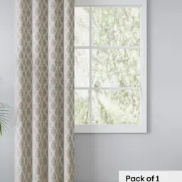 Haus & Kinder Stone Polyester Floral Stonehaven Damask Eyelets 7 ft Door Curtain image 2