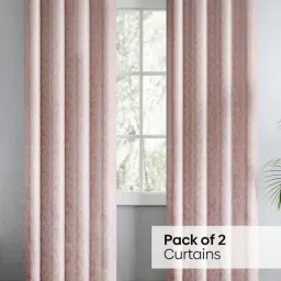 Haus & Kinder Pink Polyester Floral Whispering Willow Eyelets 7 ft Door Curtain - Set of 2 image 2