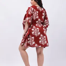 Qurvii Rust Floral Regular Fit Kaftan image 2