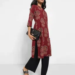Rangmanch By Pantaloons Maroon Regular Fit Printed Kurta image 4