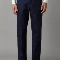 Louis Philippe Navy Regular Fit Checks Trousers-picture-42