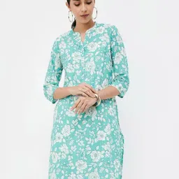 Melange by Lifestyle Aqua Floral Print Kurta-image-10