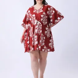 Qurvii Rust Floral Regular Fit Kaftan image 5