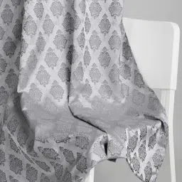 Haus & Kinder Grey Polyester Floral Silvercrest Damask Eyelets 7 ft Door Curtain image 5