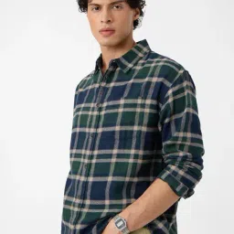 The Souled Store Green Cotton Plaid Casual Shirt-image-6