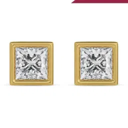 Emori 14k Yellow Gold & Lab Grown Diamond 1 CT Bezel Princess Solitaire Stud Earrings-picture-17