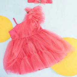 Pantaloons Junior Coral Cotton Embellished Dress-picture-47