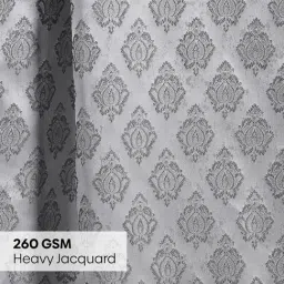 Haus & Kinder Grey Polyester Floral Silvercrest Damask Eyelets 5 ft Window Curtain image 5