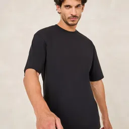 Styli Black Relaxed Fit Printed Oversized Crew T-Shirt image 1