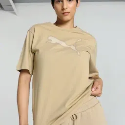 Puma Khaki Cotton Printed Sports T-Shirt-image-0