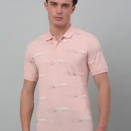 Cantabil Pink Regular Fit Printed Polo T-Shirt image 1