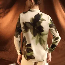 Kazo Olive Polyester Printed Shirt image 2