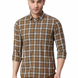 Basics Brown Slim Fit Checks Shirt image 1