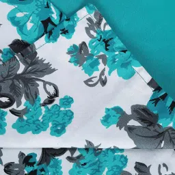 Swayam Blue & White Cotton 200 TC, 1 Double Bedsheet With 2 Pillow Cover image 4