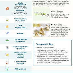 Swayam Blue & White Cotton 200 TC, 1 Double Bedsheet With 2 Pillow Cover image 5