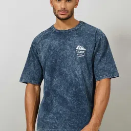 Styli Navy Relaxed Fit Printed Oversized Crew T-Shirt image 1