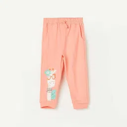 Juniors by Lifestyle Peach Cotton Printed Trackpants image 1