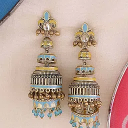Voylla Gwalior Gold Toned Layered Jhumka Earrings image 1