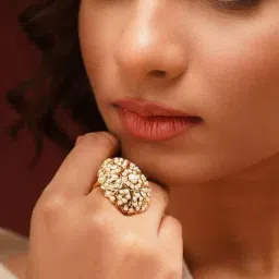 Jaypore Gold Adjustable Brass Casual Rings-image-8