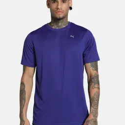 Puma Blue Polyester Regular Fit Solid Logo Training T-Shirt-image-96