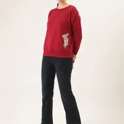 Belle Fille Maroon Full Sleeves Sweatshirt image 4