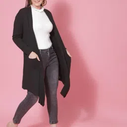 Mafadeny Black Regular Fit Shrug image 3