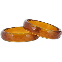 ZULKA Set Of 2 Diamond Engraved Pattern Glass Bangles-picture-17