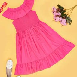 YU by Pantaloons Kids Pink Cotton Flared Fit Dress-picture-15